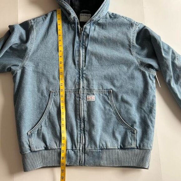 Old Navy Oversized Denim Zip Hoodie Medium Wash Lined M - Picture 10 of 12